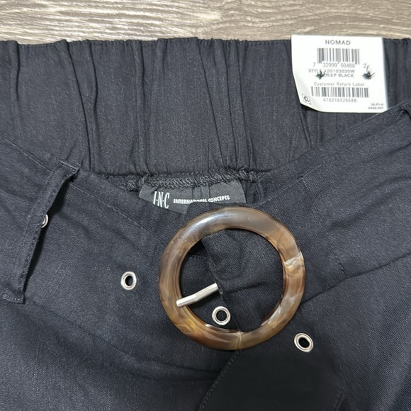 INC Plus 1X Wide Leg Regular Nomad Deep Black Linen Blend Belted Pants - Picture 5 of 9